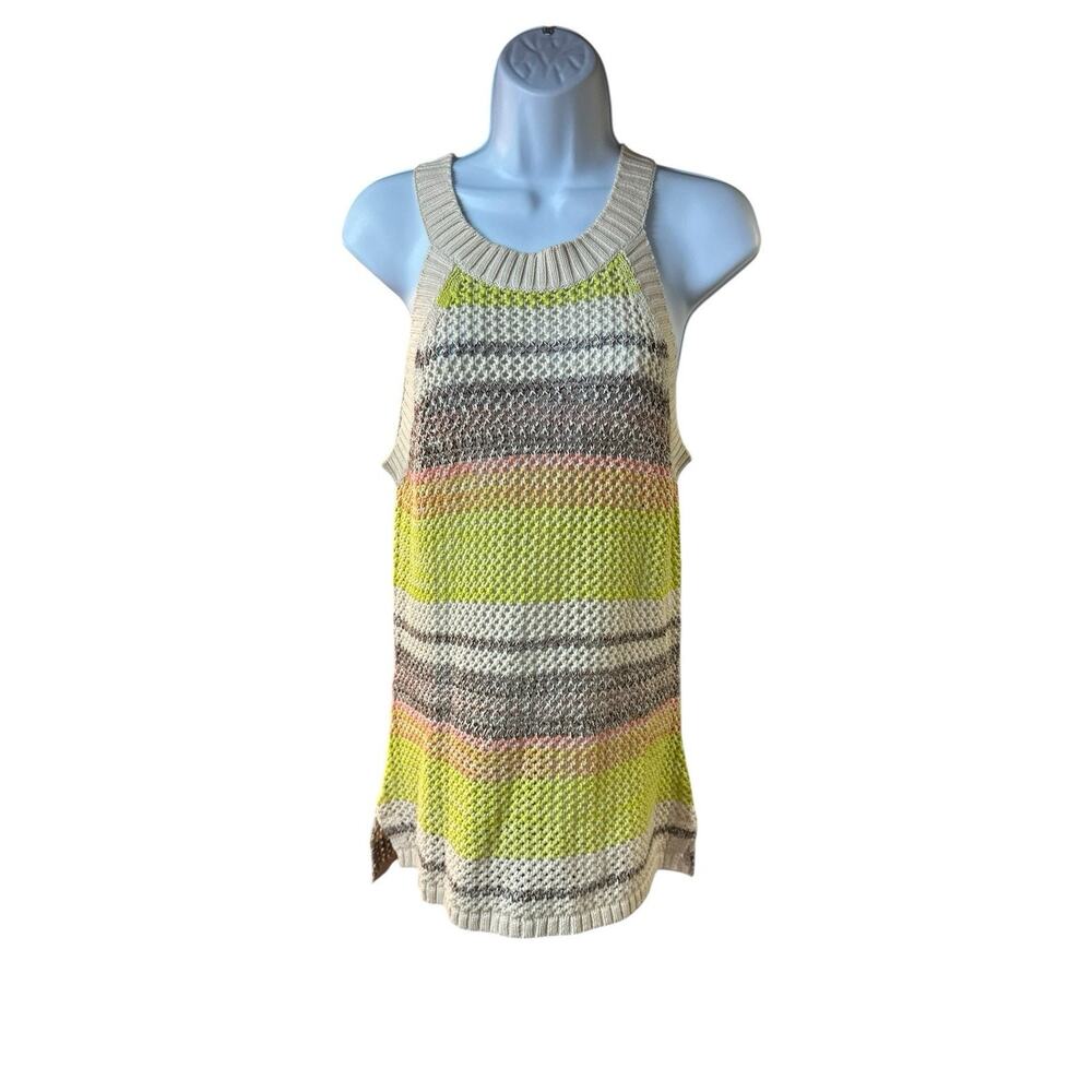 Boston Proper Multicolor Open Knit Sweater Tank Sleeveless Longline NWT L